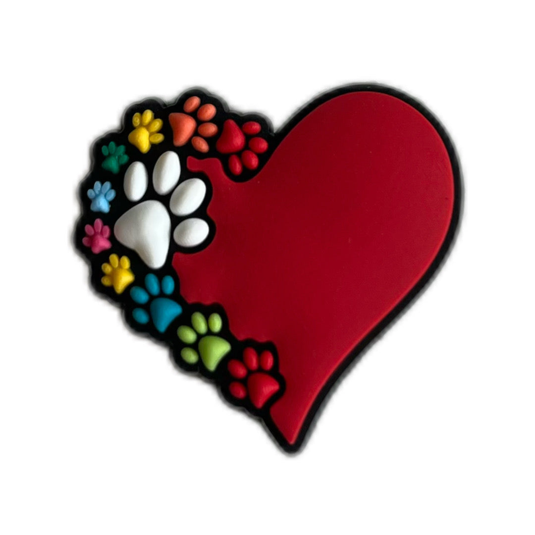 Coeur empreintes patte multicolore